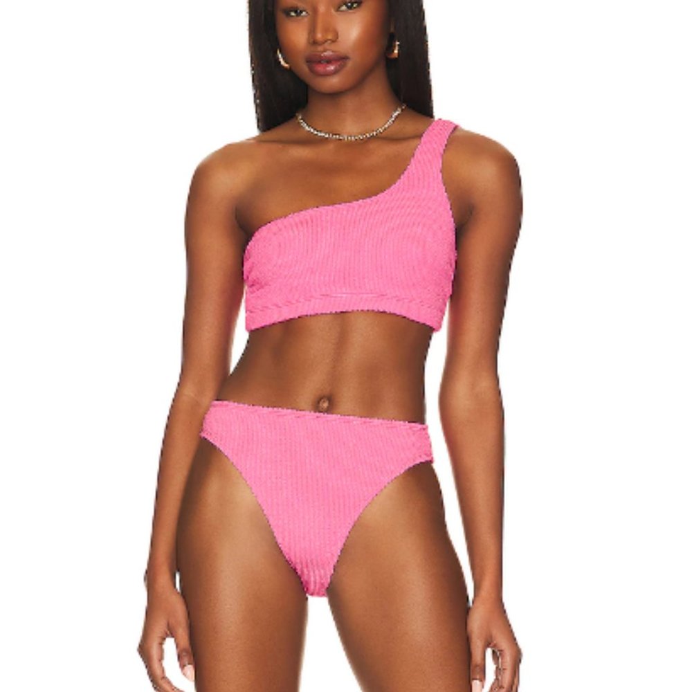 GOOD AMERICAN Always Fits Hot Shoulder Top | Pink | NWT